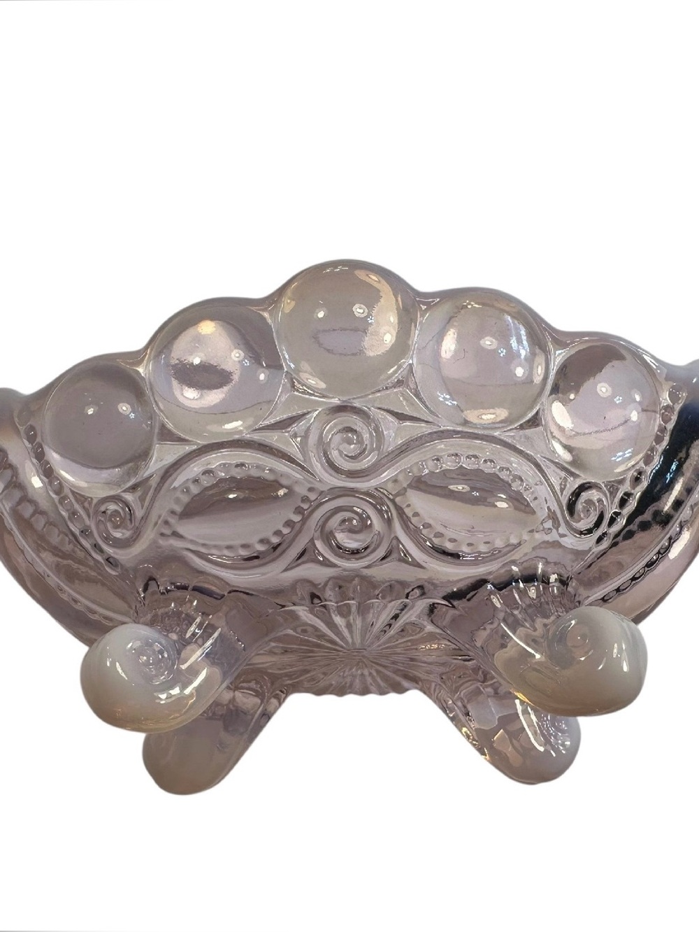 Mosser Eye Winker Pink Opalescent Jam Candy Nut Jewelry Caddie Dish New